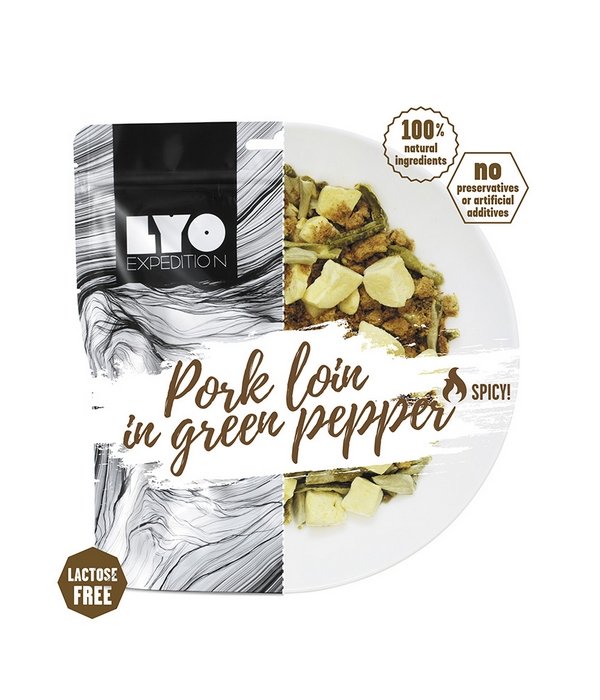 Lyofood Vepřové se zeleným pepřem a brambory běžná porce, jednoporce, Vepřové se zeleným pepřem a brambory